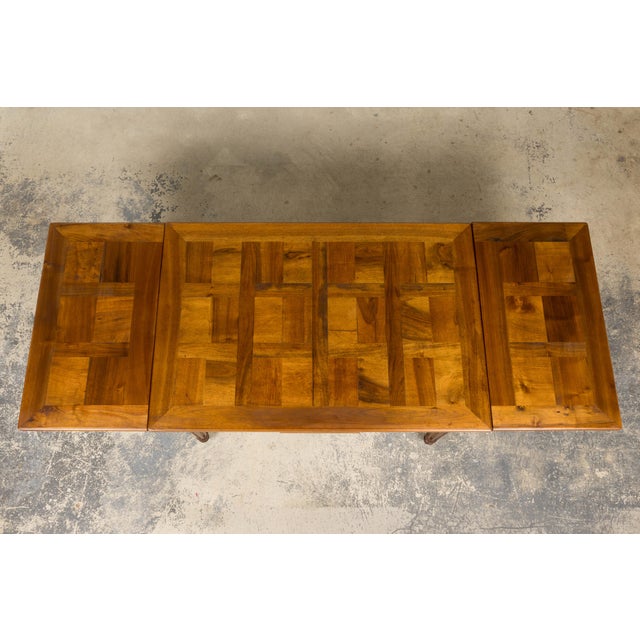 Brown French Louis XVI Style Walnut Extendable Dining Table With Parquetry Top, Provence For Sale - Image 8 of 17