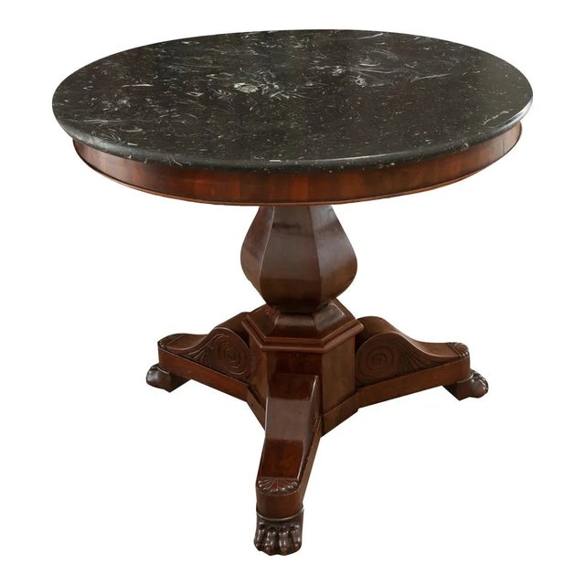 French Restauration 19th Century Mahogany & Marble Gueridon For Sale - Image 4 of 12