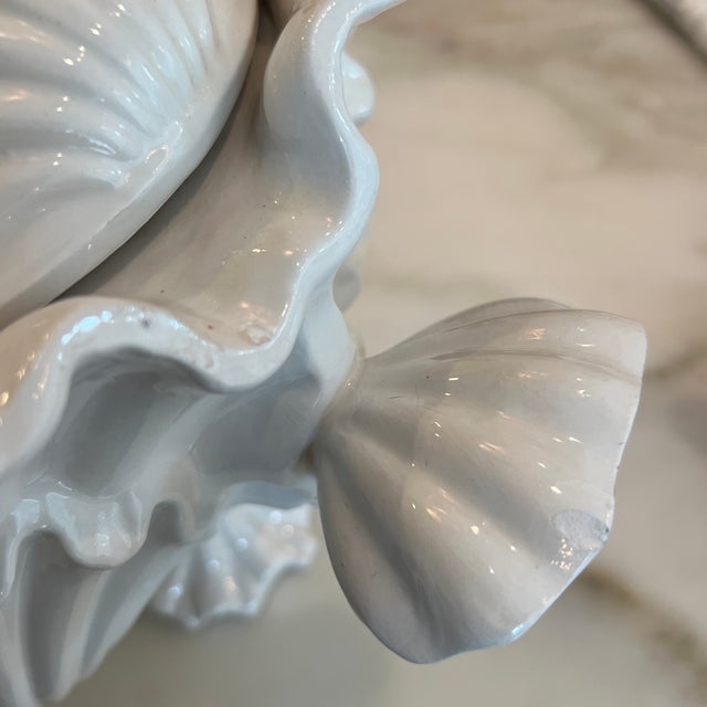 Mottahedeh Italian White Ceramic Shell Form Tureen For Sale - Image 9 of 9