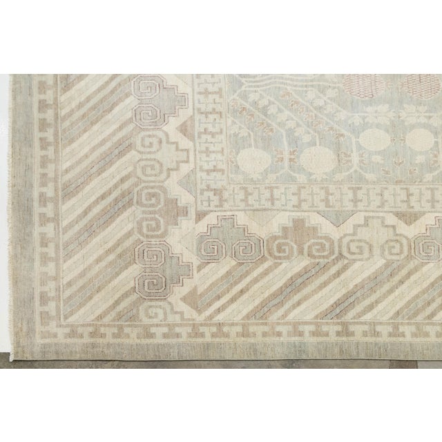 17x20 Modern Khotan Style Hand-Knotted Wool Area Rug – Geometric Neutral Palette For Sale - Image 11 of 11