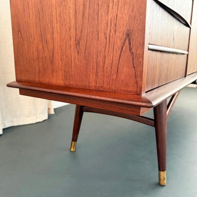 1960s Scandinavian Modern Teak Sideboard Credenza With Pull-Out Tray For Sale - Image 12 of 13
