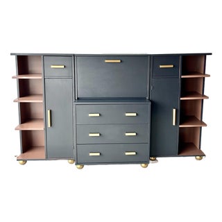 Vintage Mid Century Modern Shelving Desk Cabinet For Sale