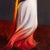 Liquid Sunset I by Kirsten Savage | Oil on panel Depiction of a woman in a flowing white and orange dress. For Sale - Image 4 of 5