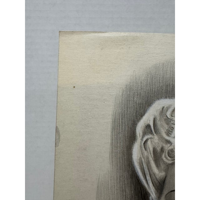 American 1940s Original Signed Graphite Illustration of Glamorous Woman in Fur Collar, 6.75" X 9.5". For Sale - Image 3 of 5