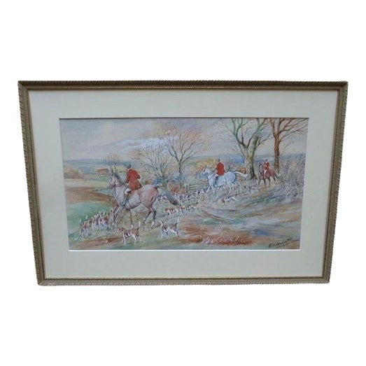 E. W. Melworth, British Hunting Sporting Impressionistic Composition, Watercolour For Sale