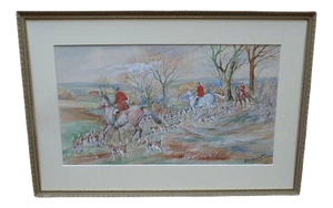E. W. Melworth, British Hunting Sporting Impressionistic Composition, Watercolour