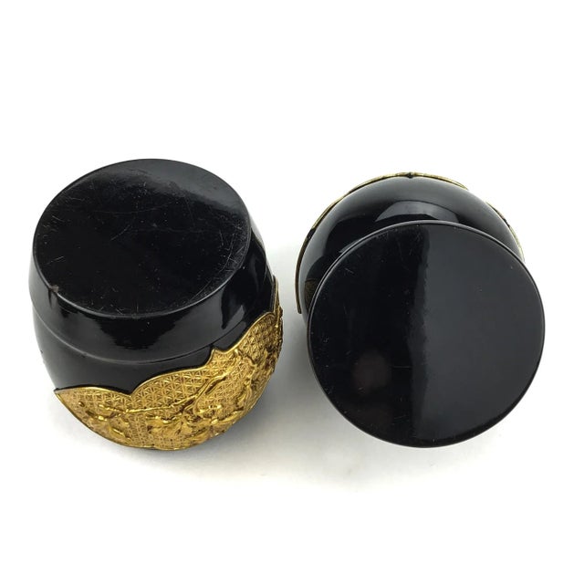 Black Lacquer & Gold Decorated Japanese Containers For Sale - Image 10 of 11