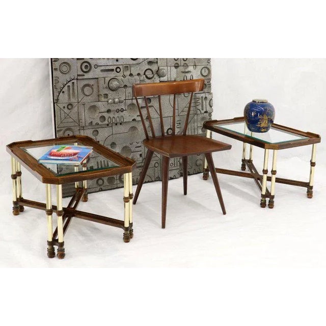 Mid-Century Modern X-Bases Glass Tops End Side Tables - a Pair For Sale - Image 10 of 13