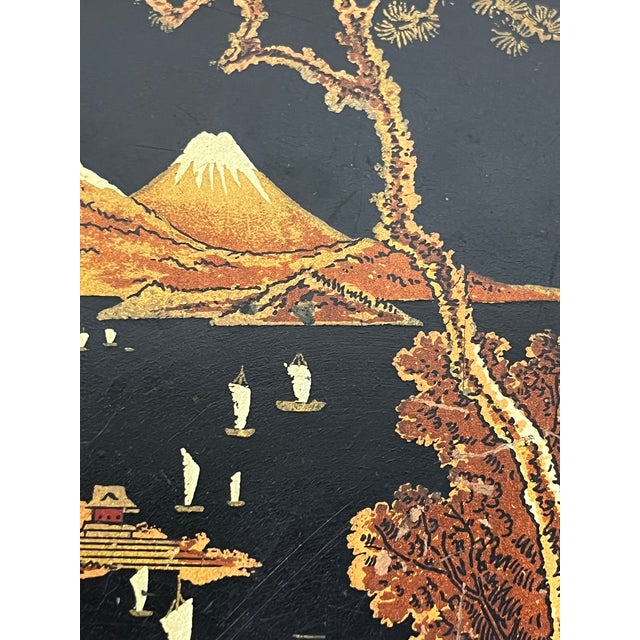 Late 19th Century Antique Chinese Papier Mâché Lacquer Tray With Chinoiserie Landscape – Late 19th Century For Sale - Image 5 of 11