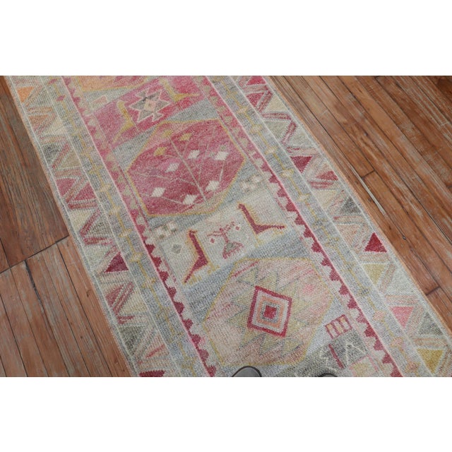 Late 20th Century Late 20th Century Long Pastel Turkish Anatolian Geometric Runner For Sale - Image 5 of 6