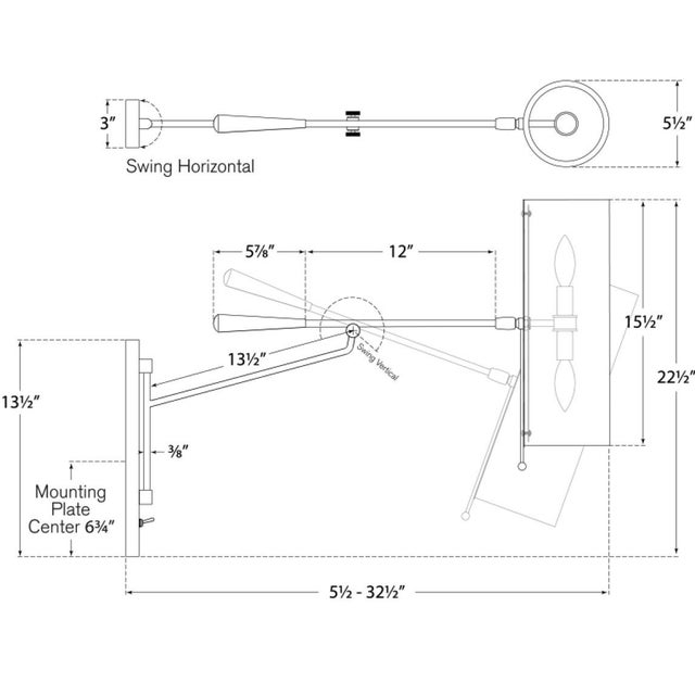 Frankfort Articulating Wall Light in Black and Hand-Rubbed Antique Brass With Linen Shade by Aerin for Visual Comfort....
