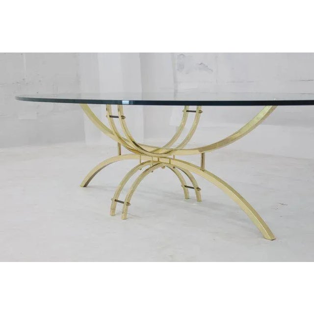 Mid-Century Modern Oval Brass & Glass Coffee Table For Sale - Image 6 of 10