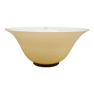 Venini 1982 Signed Italian Murano Opalino Pale Straw Art Glass Bowl For Sale
