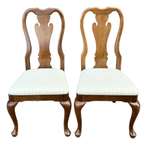 Vintage Thomasville Winston Court Collection Queen Anne Solid Cherry Dining Chairs - A Pair (B)