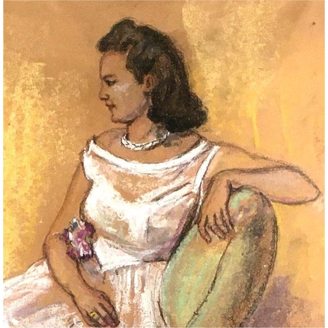 René Choprix, Woman on the Sofa, 1950, Pastel, in Very Good conditions. Designed 1950 to 1959 This piece has an...