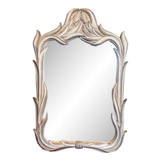 Vintage Silver Tone Framed Wall Mirror For Sale