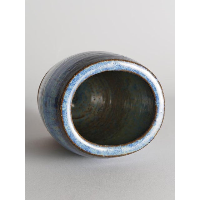 Blue Glazed Studio Pottery Vase by Michael Andersen & Son for Bornholm, Denmark, 1960s For Sale - Image 11 of 13