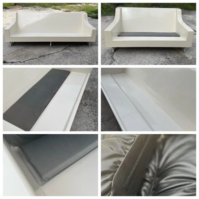 Vintage Sofa Set in Fiberglass With Black Tufted Cushions | in the Style of Homecrest For Sale - Image 11 of 13