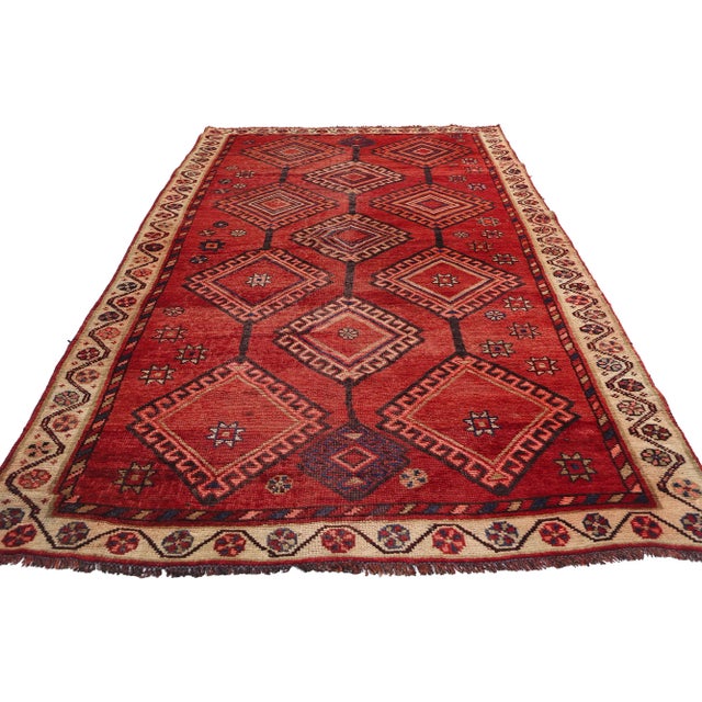 Mid-Century Modern Vintage Persian Shiraz Rug - 04'05 X 09'05 For Sale - Image 3 of 9