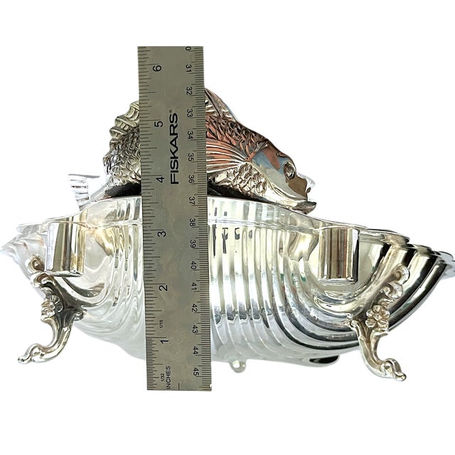 Vintage English Regency Sheffield Epns Hotel Silver Plated Koi Fish Clam Shell Serving Platter For Sale - Image 11 of 12