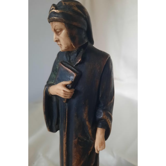 Italian Antique 19th Century Italian Carved Alabaster & Patinated Figure of Dante by G. Forti For Sale - Image 3 of 5