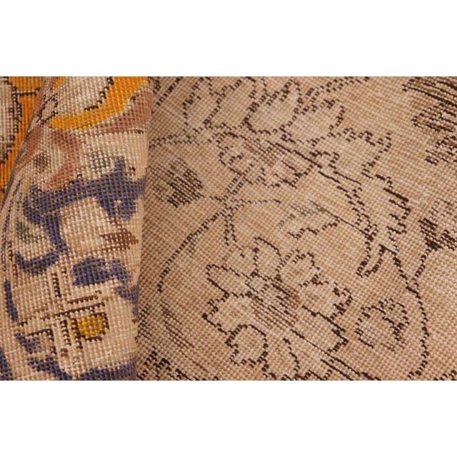 Orange Shabby Chic Vintage 1990's Orange/Blue Wool Rug - 9'11'' X 12'6'' For Sale - Image 8 of 10