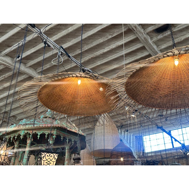 Rattan Large Loop Hat Pendant Light For Sale - Image 10 of 12