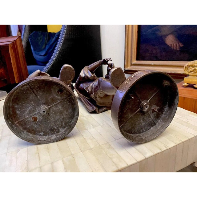 Gray Pair Antique Patinated Metal Sculptural Statues of English Literary Figures, Ivanhoe & Durward For Sale - Image 8 of 10