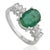 Mid-Century Modern Modern Mid Century Style 2.54 Ct Oval Emerald & Marquise Diamond Ring in 925 Silver Size 4 For Sale - Image 3 of 14