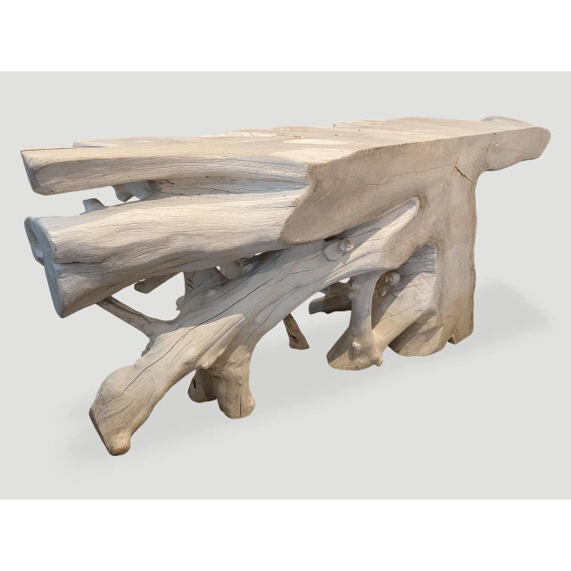 Andrianna Shamaris St. Barts Teak Wood Console For Sale - Image 9 of 18