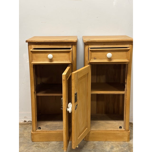 English Antique English Pine Night Stands For Sale - Image 3 of 9