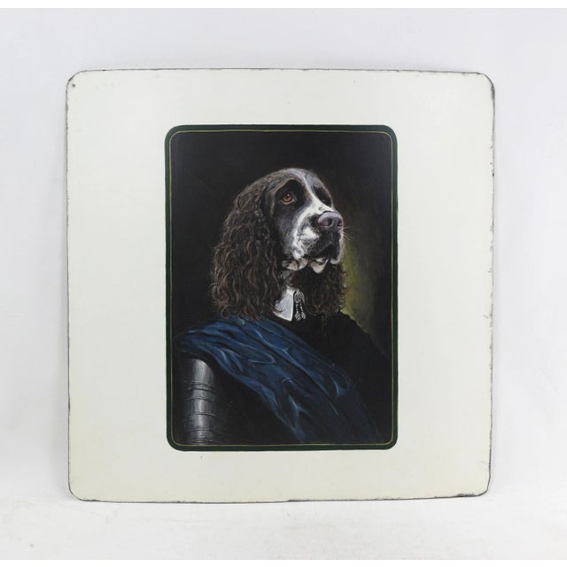 Vintage Iron Plate Oil Painting Dog Portrait For Sale - Image 9 of 9