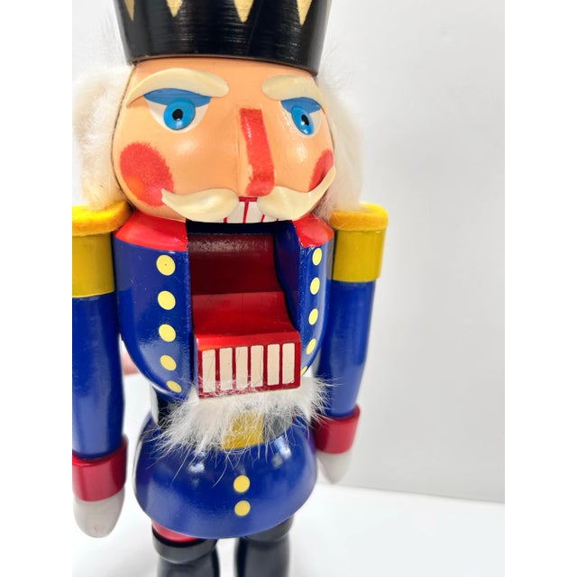 English Vintage German Erzgebirge Hand-Painted Wood Nutcracker, 13.25" For Sale - Image 3 of 8