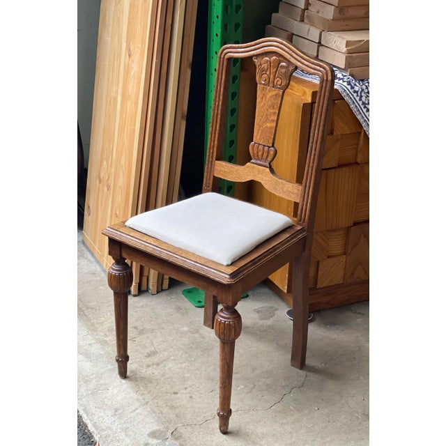 1970s Vintage Early American Side Accent Chair With Hand Carved Details For Sale - Image 5 of 6