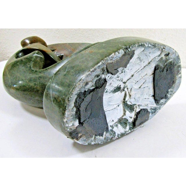 1920sLarge Hand-Carved Shona Serpentine Stone Couple Sculptur For Sale - Image 13 of 13