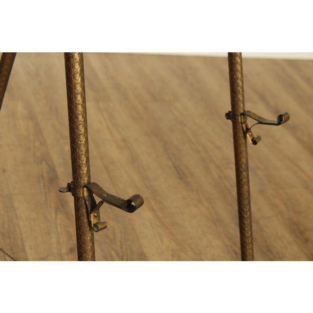Antique Victorian Aesthetic Pair of Etched Brass Easels For Sale - Image 9 of 12