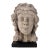 Carved Concrete Head Sculpture on Iron Base For Sale