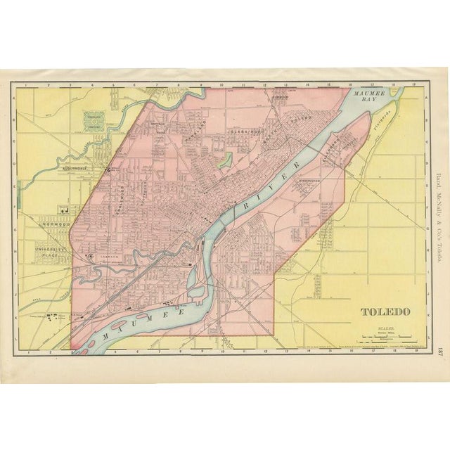 Antique Map of Toledo, Ohio with Maumee Bay by Ran McNally, 1899 For Sale - Image 11 of 11
