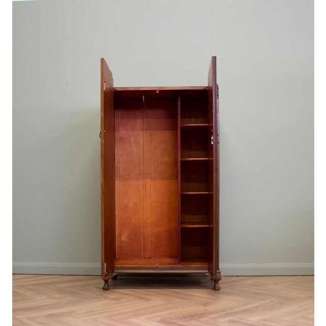 1930s Vintage Art Deco Burr Walnut Compact Wardrobe, 1930s For Sale - Image 5 of 11