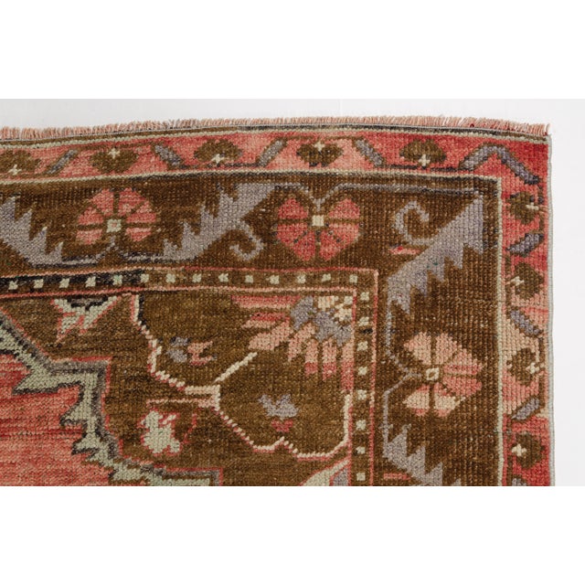 Pink Authentic Hand-Knotted Runner, Faded Pink Vintage Rug, For Sale - Image 8 of 10