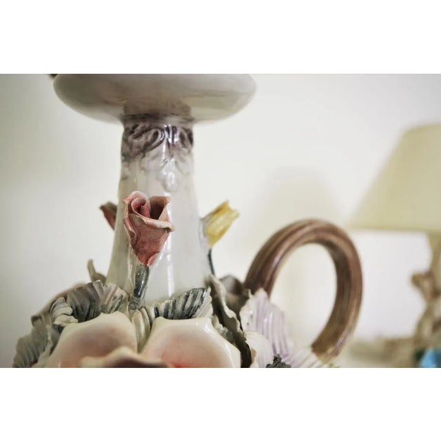 White Floral Table Lamps from Abat Jour, 1950s, Set of 2 For Sale - Image 8 of 18