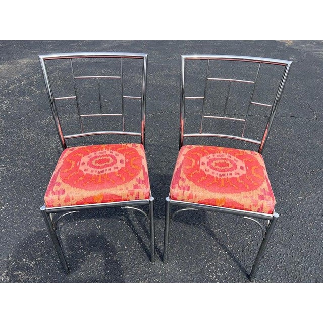 Metal Pair of Chrome Chinoiserie Chairs For Sale - Image 7 of 12