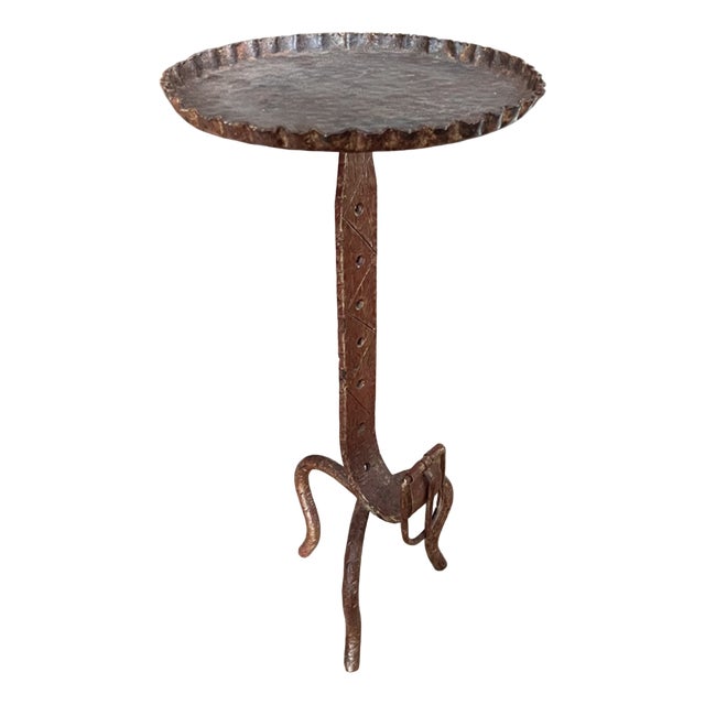 Mid-Century French Metal Martini Table with Buckle Detail, 1960s For Sale