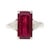 4.67 Carat Red Tourmaline and Trillion Cut Diamond Three Stone Ring Size 6.5 For Sale - Image 4 of 10