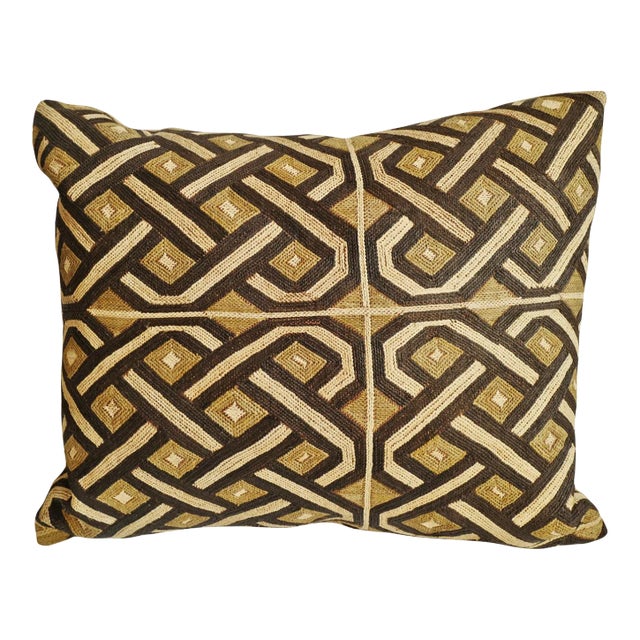 Vintage Kuba Grass Textile Pillow For Sale