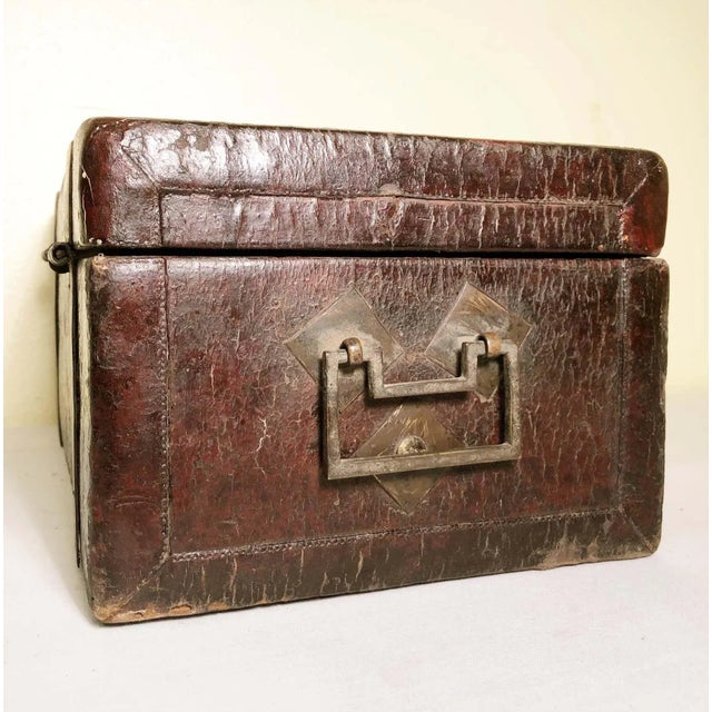 Antique Chinese Leather Box, Circa mid of 19th Century For Sale - Image 9 of 11