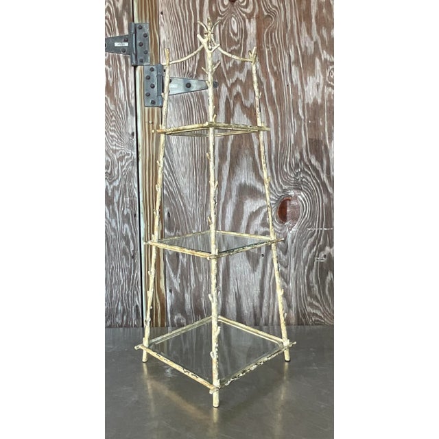 Late 20th Century Late 20th Century Vintage Coastal Faux Bois Table Top Etagere For Sale - Image 5 of 6