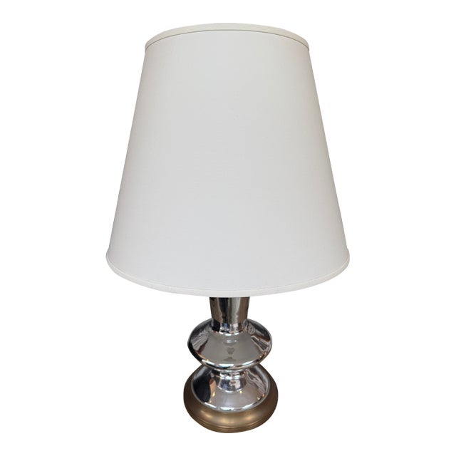 Chrome + Brass Modernist Table Lamp For Sale