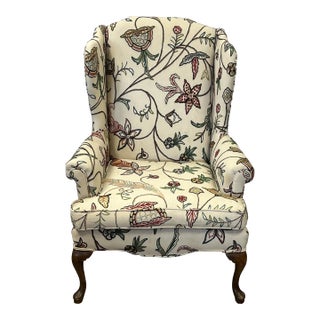 1930s Hand Stitched Wingback Chair For Sale
