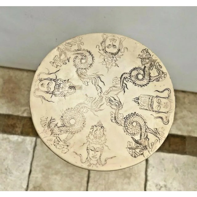 Vintage Asian Twisted Carved Resin Column Bust Plant Stand Pedestal For Sale In Palm Springs - Image 6 of 9